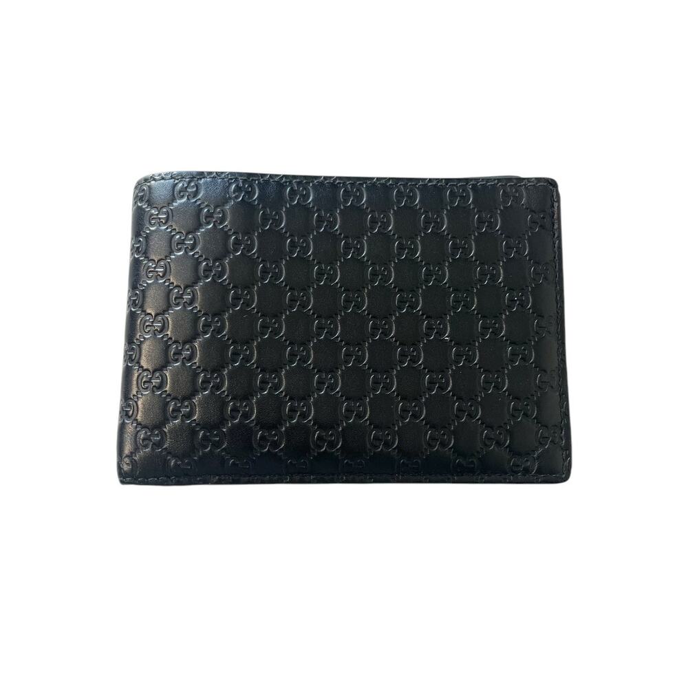 Gucci Black Microguccissima GG Embossed Leather Bi-Fold Wallet Monogram Logo